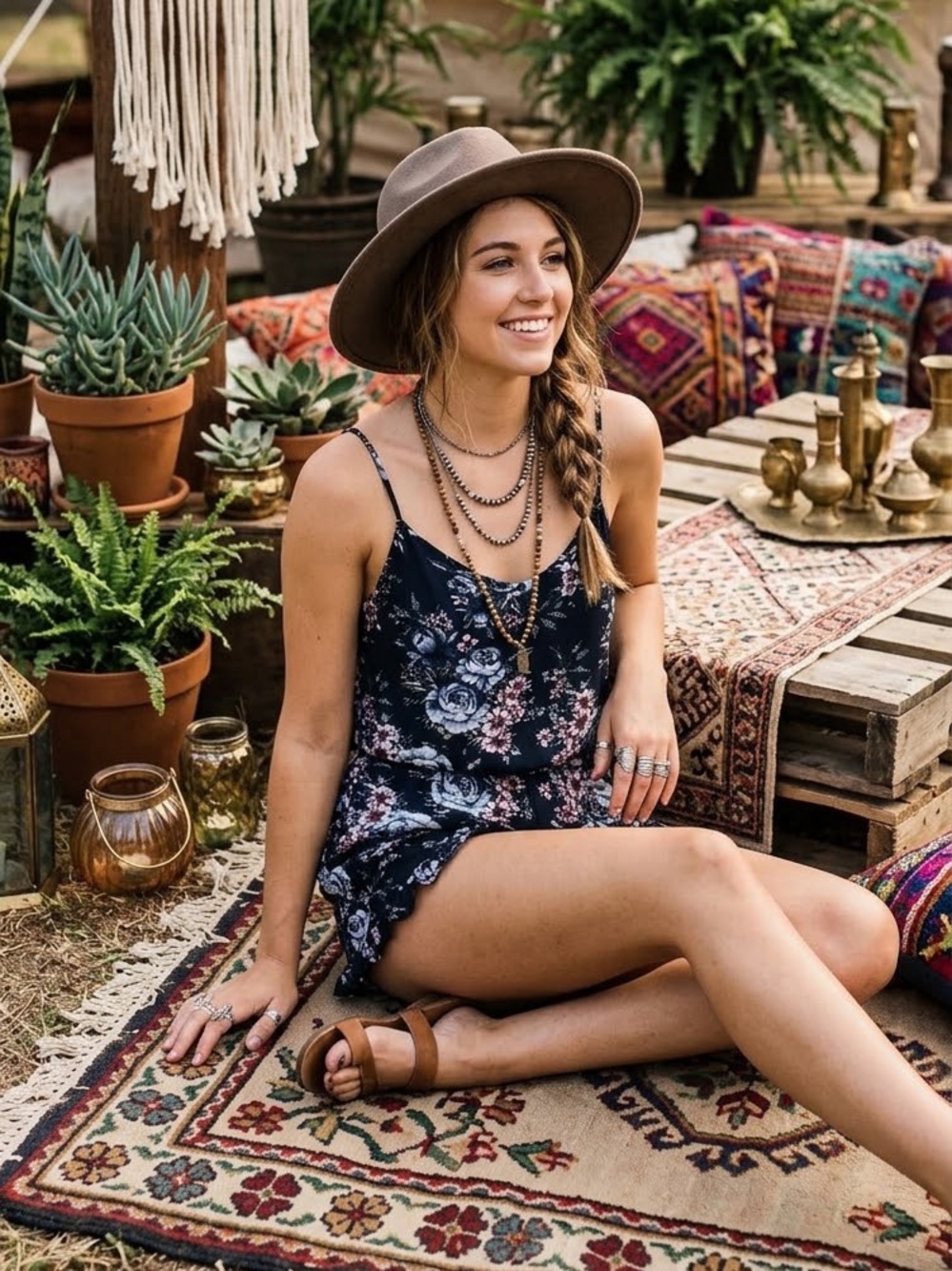 Cotton On Navy Floral Spaghetti-Strap Romper